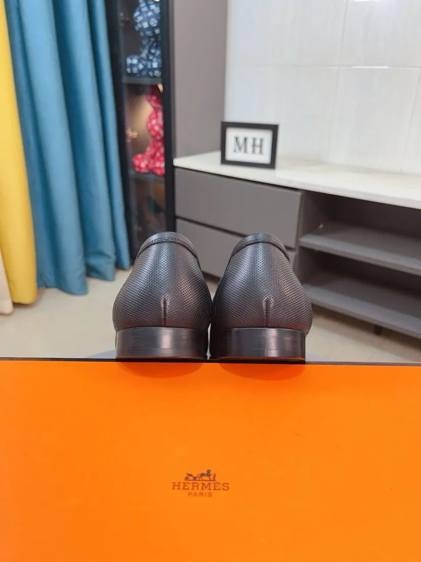 Men's shoes 💰560🌹🌹Niuli "HERMES" Hermès business leather shoes, original factory configuration, original imported cowhide upper + luxury hardware logo + fully imported original customized cowhide lining, sole: rubber wear-resistant outsole, difficult craftsmanship, original factory follow-up goods, 🔍🔍high quality code number: 38-44 45 can be customized